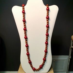Long wooden bead necklace